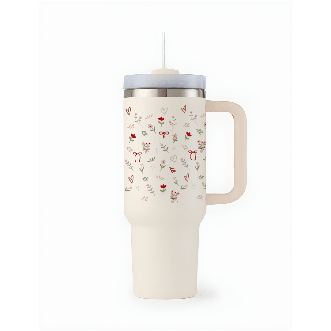 Blushing Flora Coquette Tumbler - Memories InsiteTINY FLORAL TUMBLER-(WHITE)